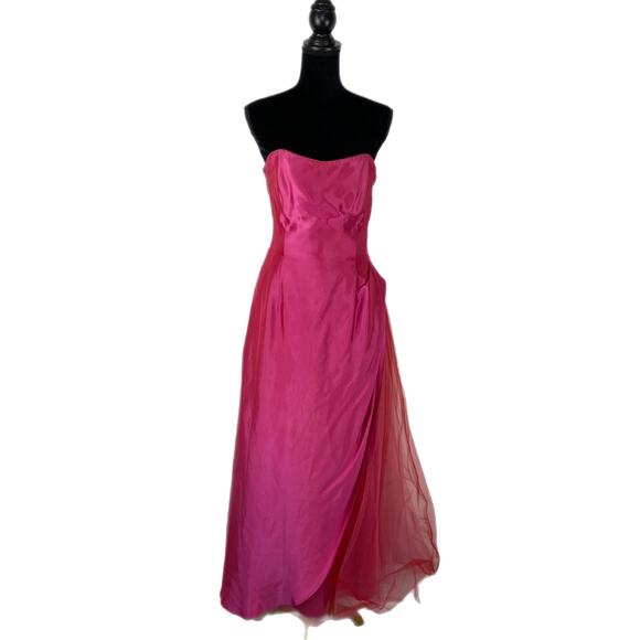 Vintage Jessica McClintock Gunne Sax Barbiecore Pink Satin Tulle Prom Dress - 7 - Picture 1 of 7